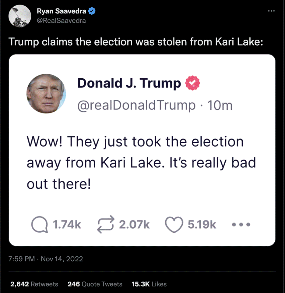 shared Trump post containing election misinfo