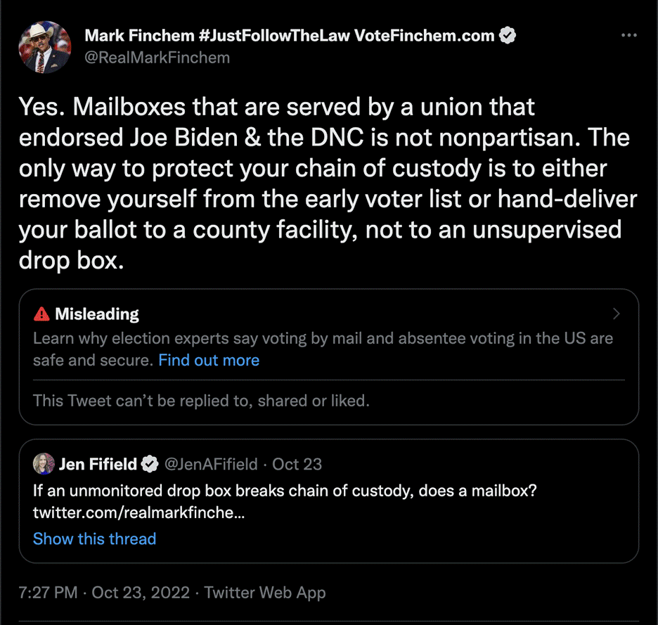 post containing election misinfo