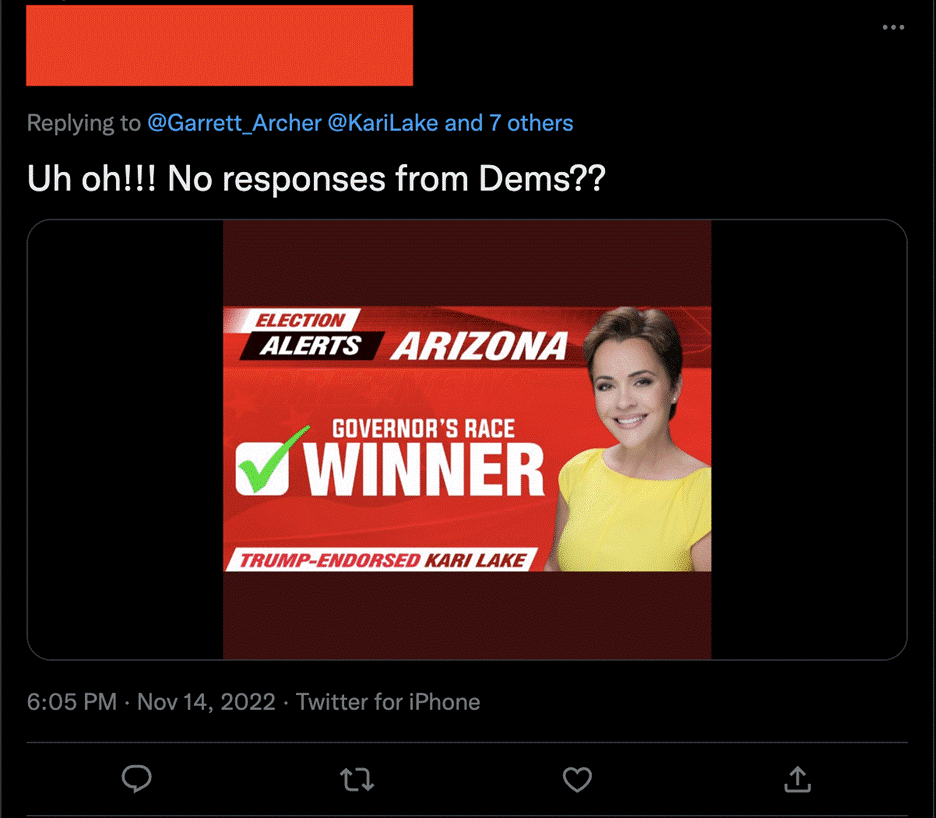 post containing election misinfo declaring inaccurate winner