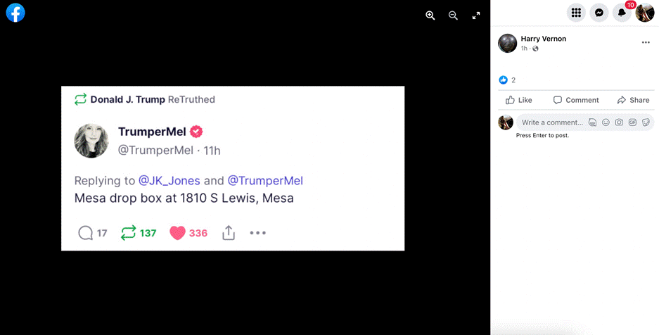 facebook post containing election misinformation