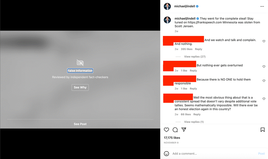 post containing election misinfo