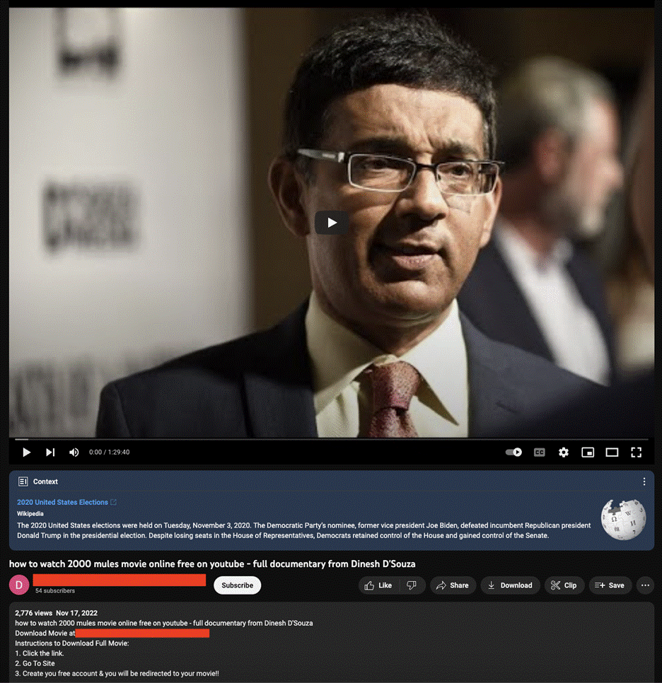 post containing election misinfo