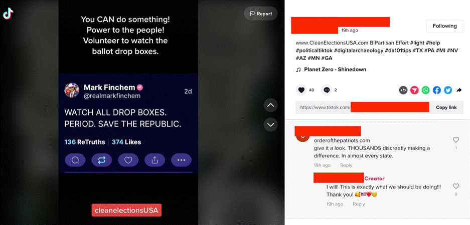 post containing election misinfo