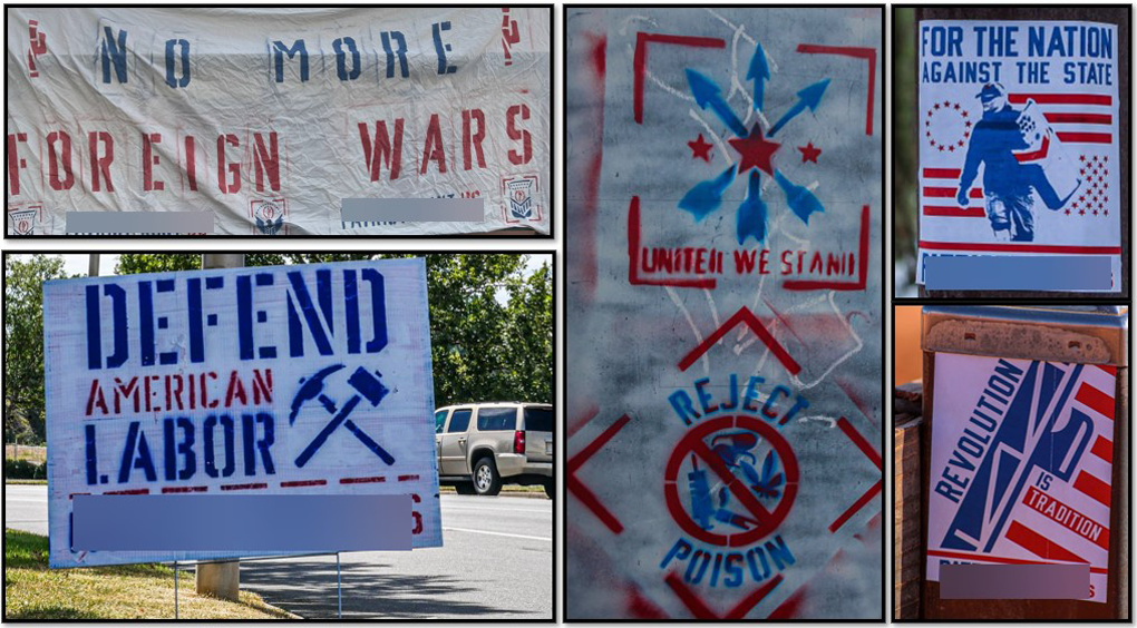 Sampling of propaganda distributed by Patriot Front in 2022