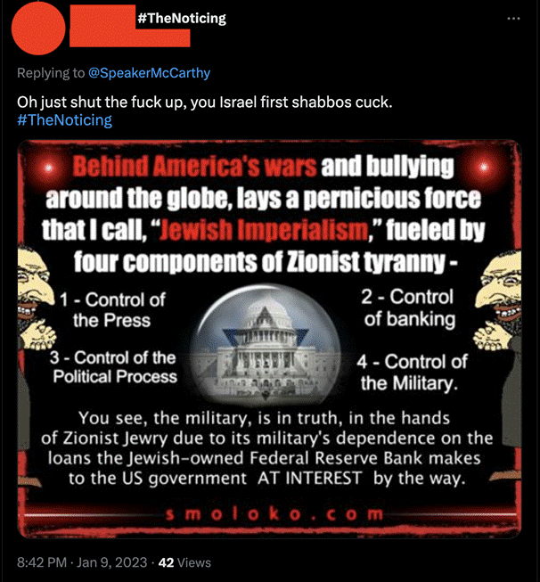 Example of a tweet promoting or inciting violence against Jews that ADL reported and Twitter declined to remove or sanction.