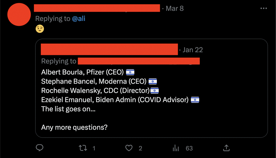 Example of anti-Semitic tweets in replies of high profile reinstated account