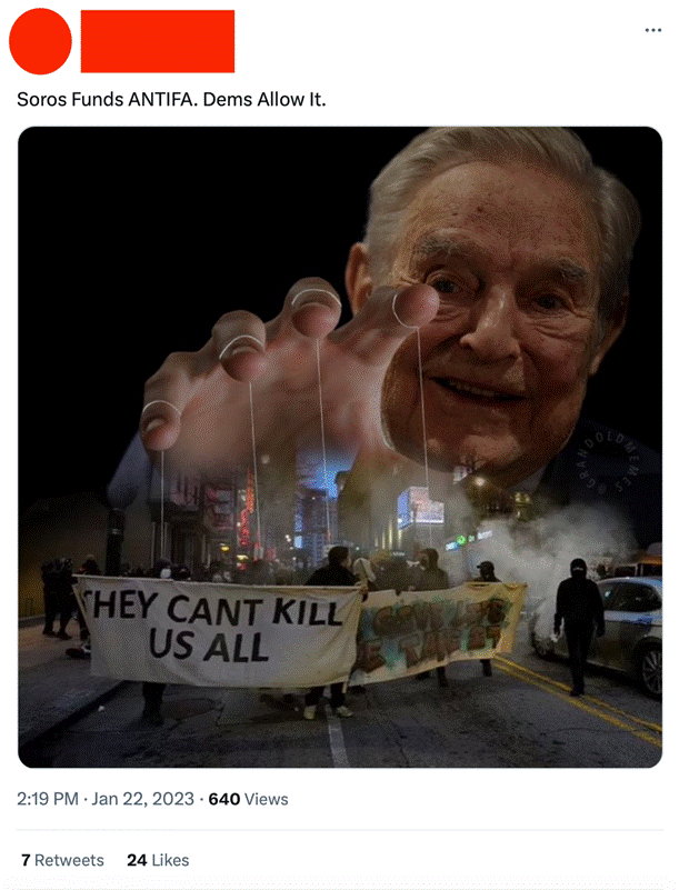 Example of anti-Semitic conspiracy theory contained in tweet replying to high profile reinstated account