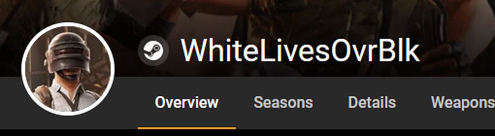 PUBG: Battlegrounds player with username "WhiteLivesOvrBlk"