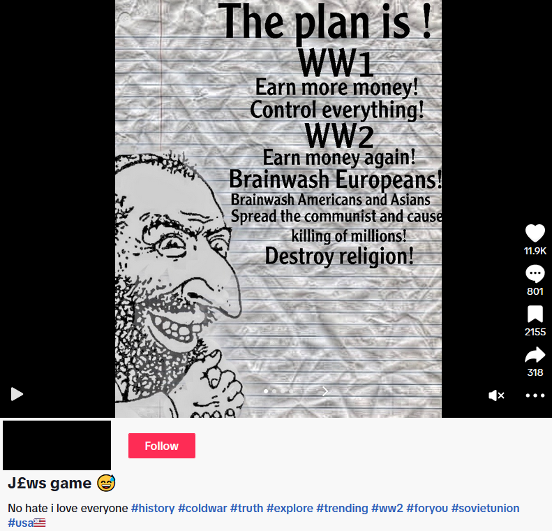 antisemitic content from tiktok