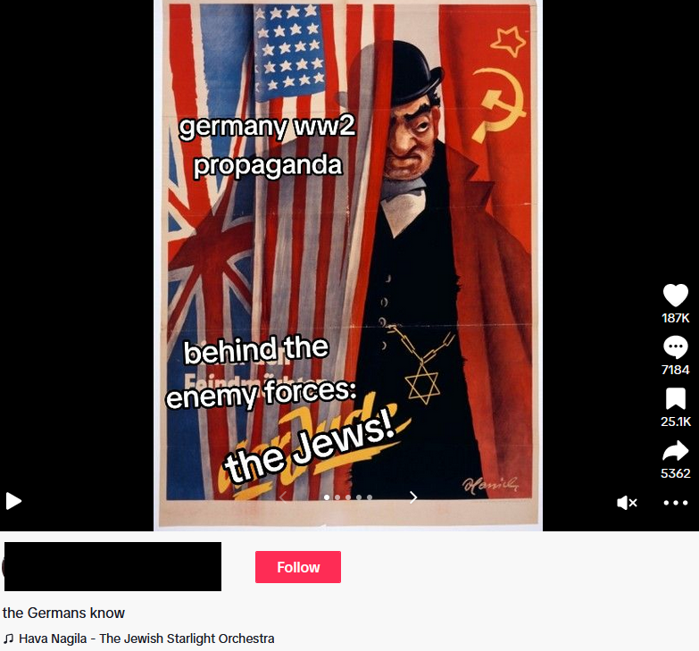 antisemitic content from tiktok