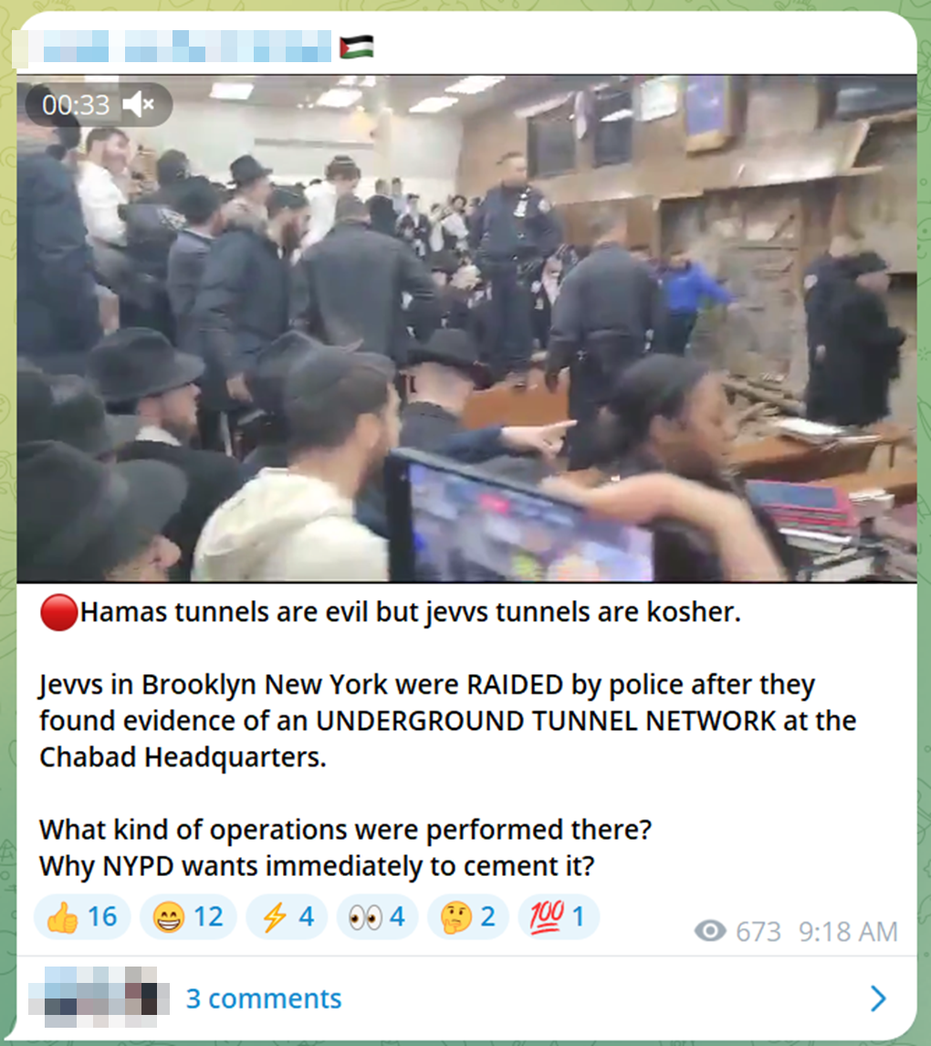 Tunnel Discovered Under Chabad Headquarters Sparks Antisemitic Firestorm Online