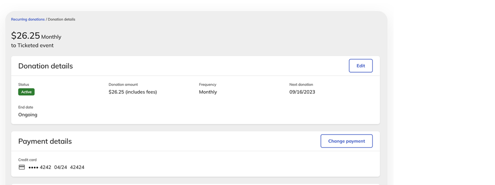 Update donation payment method