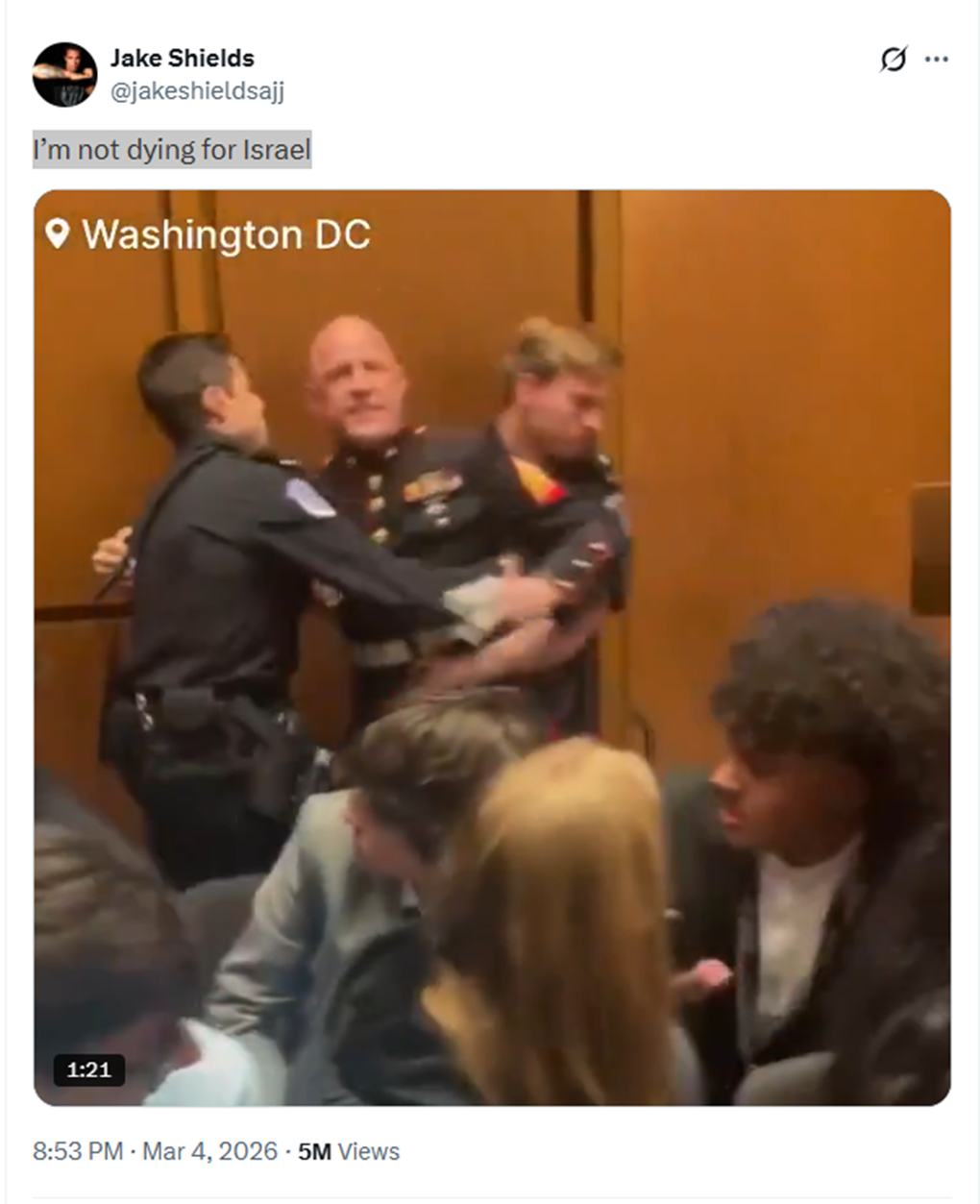 Jake Shields promotes disruption of Capitol Hill hearing on Iran