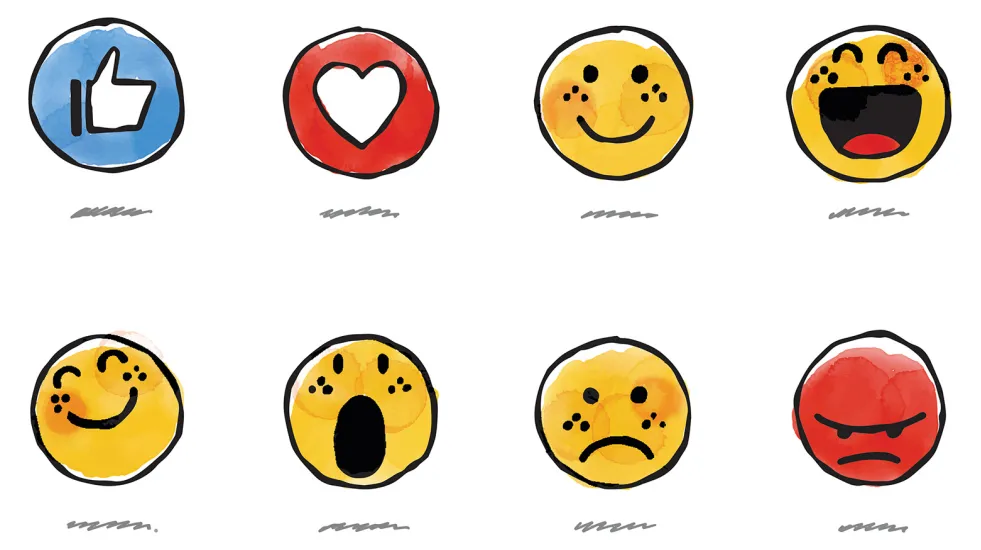 Illustration of emoji faces with different emotions