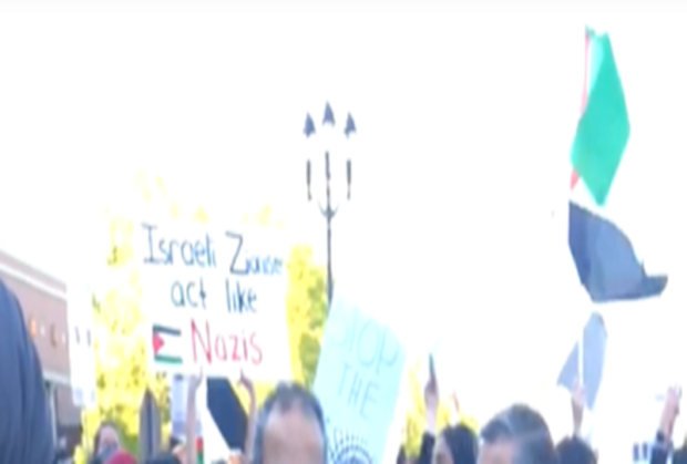 Antisemitic sign at anti-Israel protest