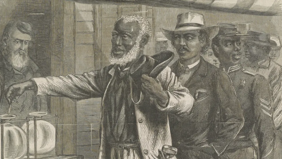 Depiction of the first vote for African Americans in Virginia