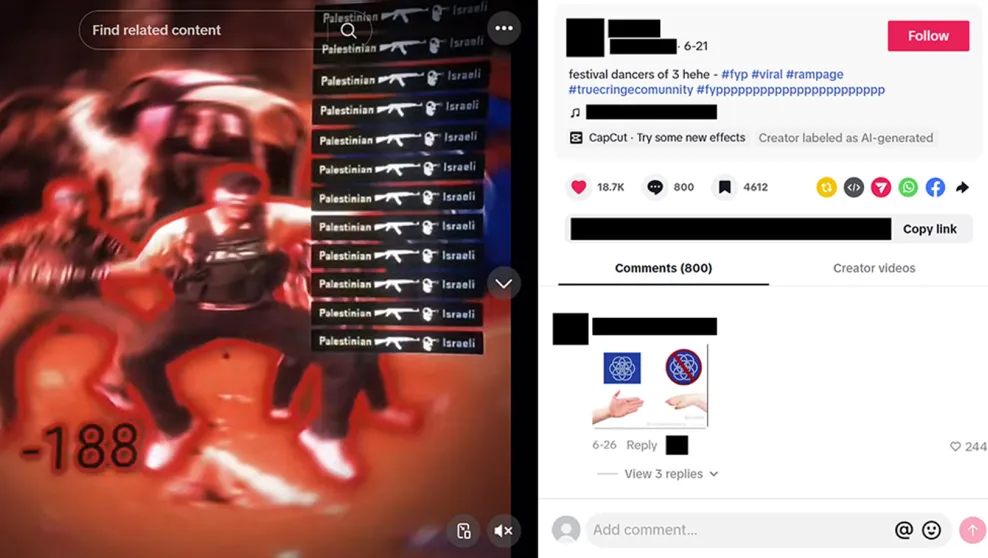 A TCC fandom-style edit glorifying the October 7, 2023, Nova music festival massacre