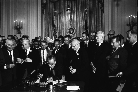 Lyndon B. Johnson Signing Civil Rights Act