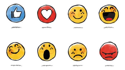 Illustration of emoji faces with different emotions
